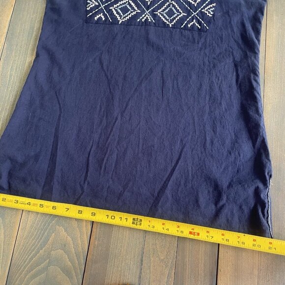Madison Matthews Hand Embroidered Blue & White Cotton Tunic Top Size Small (Z5) - Picture 11 of 13